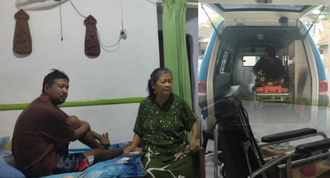 Ambulans Dhuafa LAZNAS Al Irsyad Purwokerto mengantar pasien dhuafa warga Purwokerto Barat, untuk menjalani kontrol pasca operasi di RSOP